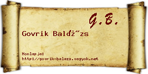Govrik Balázs névjegykártya
