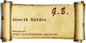 Govrik Balázs névjegykártya
